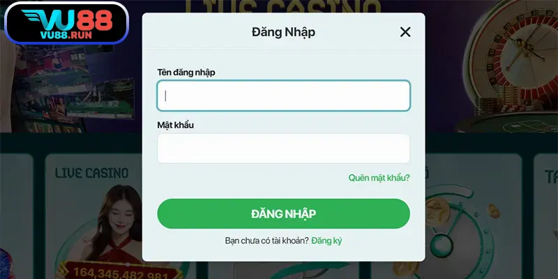 Biểu mẫu đăng nhập VU88